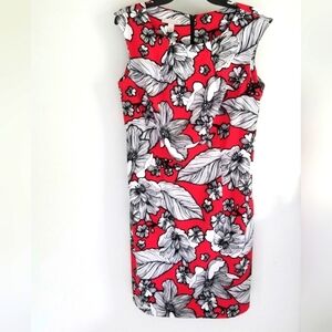 CB established 1962 red and white floral sheath dress
